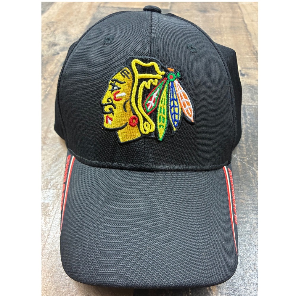 NHL Chicago Blackhawks Hat Adult One Size Black Baseball Cap Hockey Fan Gear